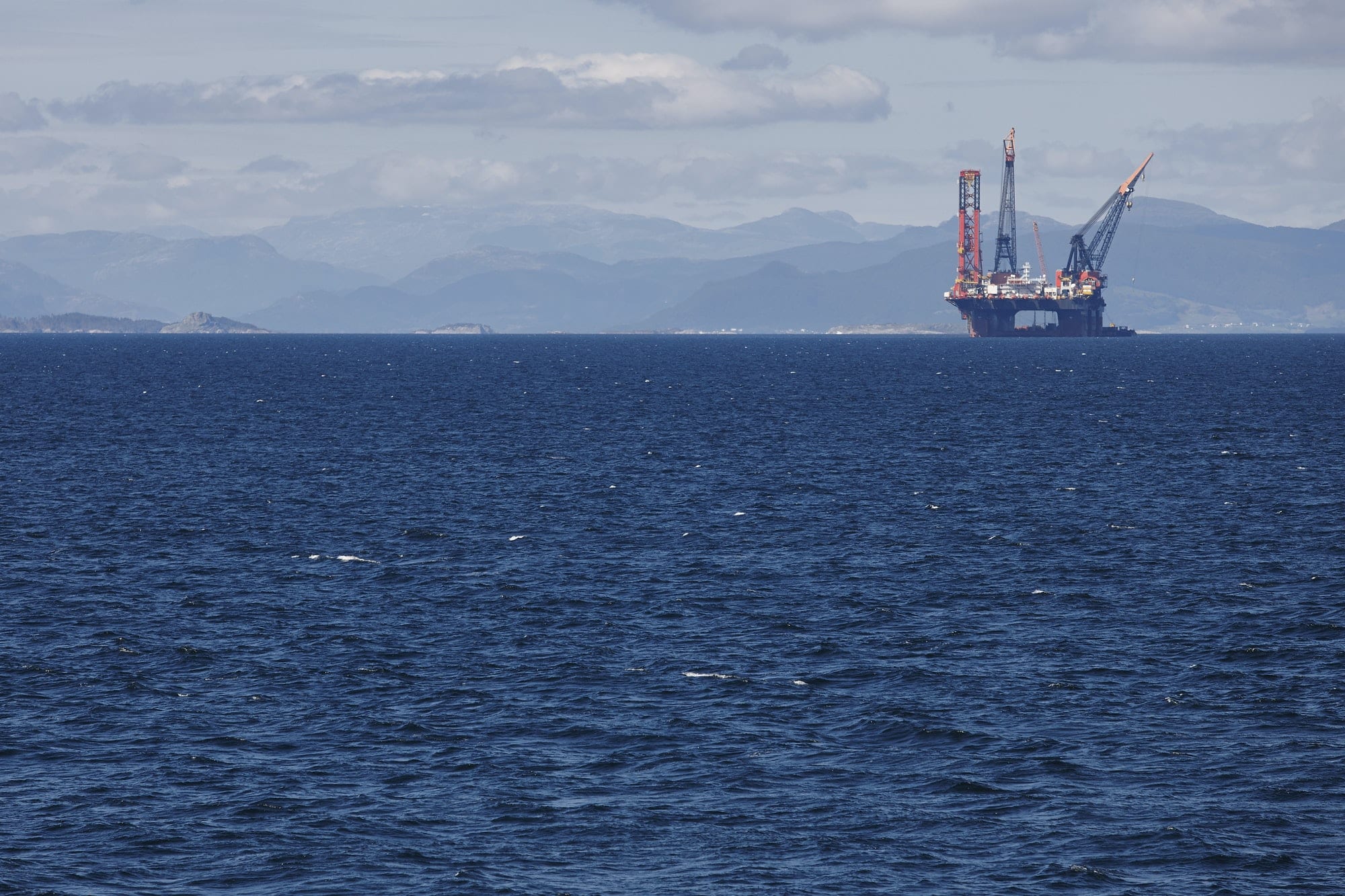 Oil and gas offshore platform in Norway. Energy industry. Petroleum
