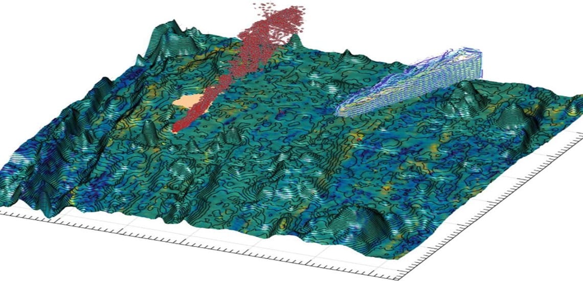 Modelled 3D plume over deep-sea mining site, Drs. Aleynik and Dale, SAMS.