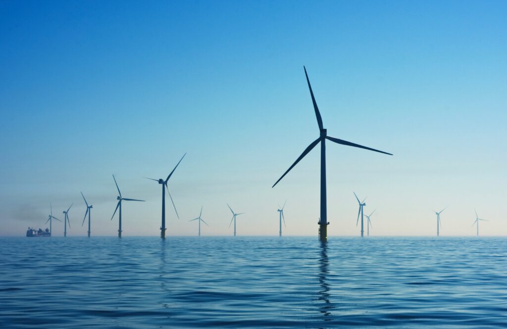 Offshore wind turbines in calm water